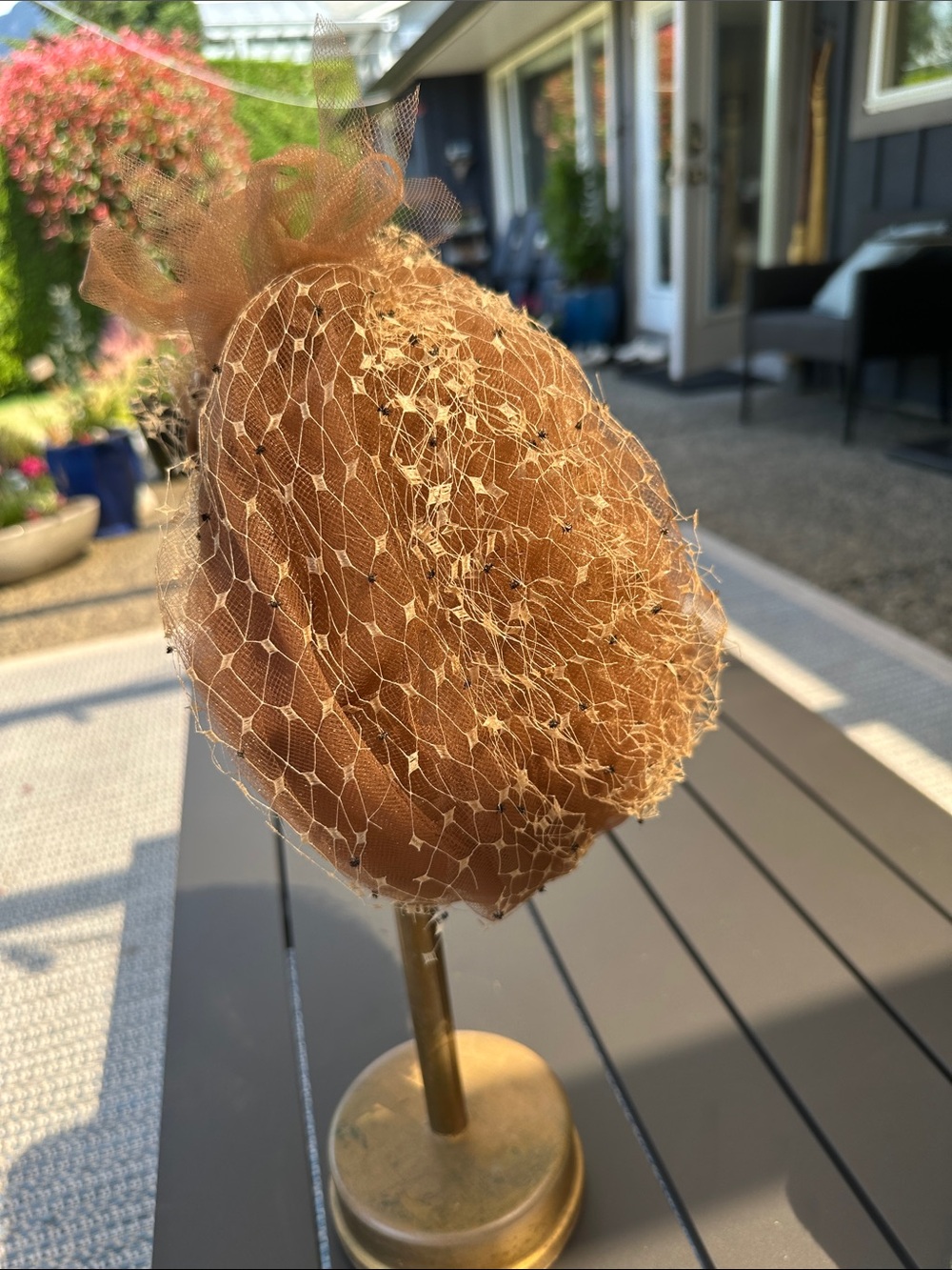 chic Brown Lace Fascinator Hat with Netting